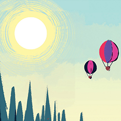 illustration of hot air balloons floating